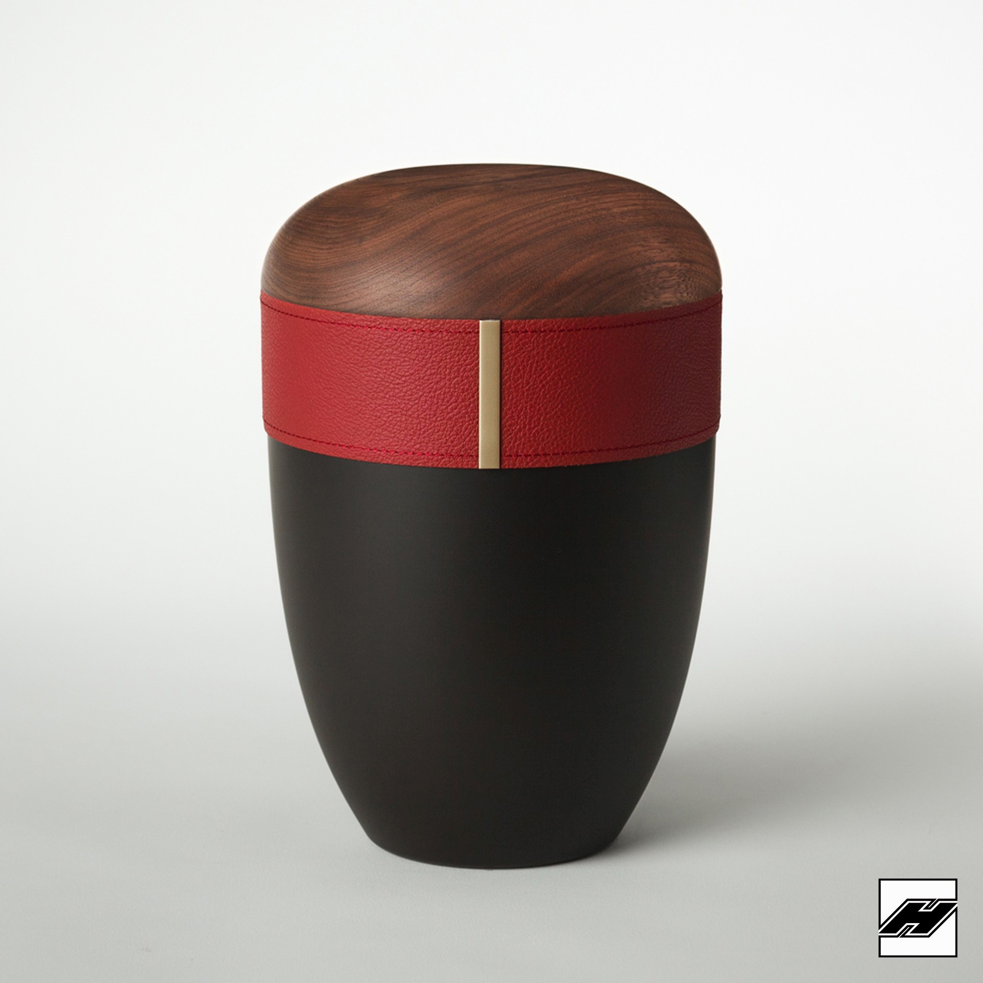 Holz-Lederurne_ant_Glattleder_Bordeaux Urne HLBG-ant Holz/Leder Bordeaux anthrazit, mit Glattleder