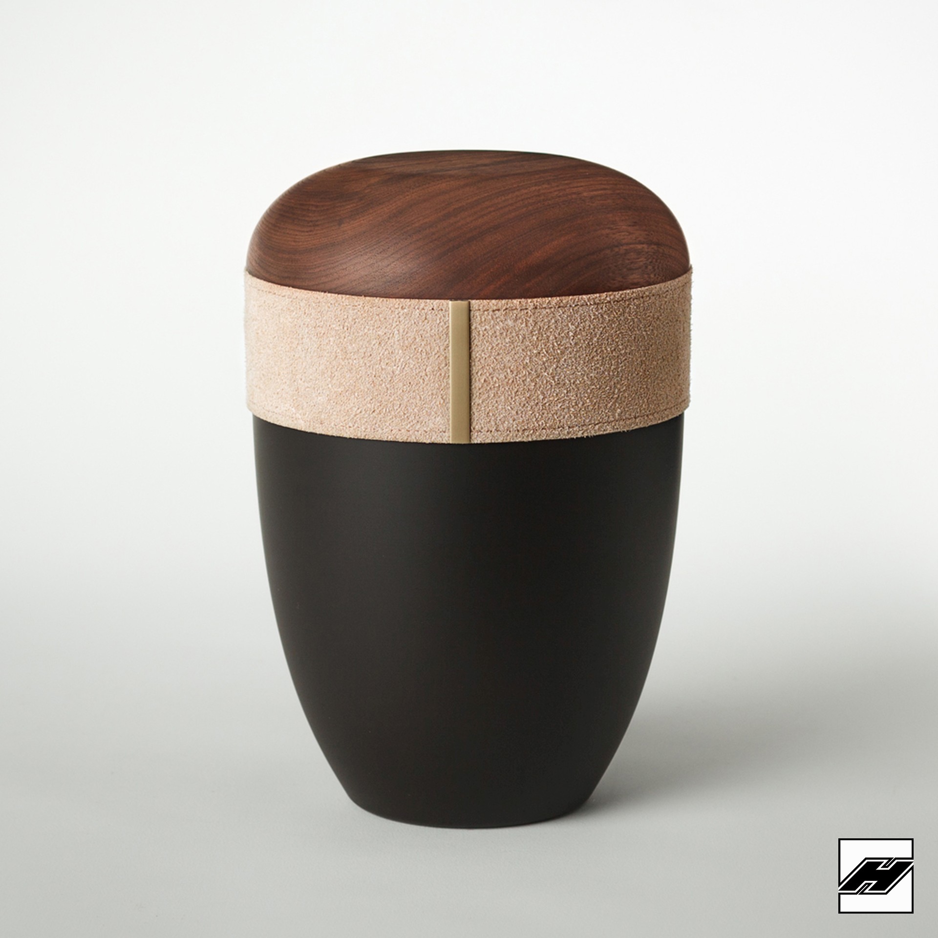 Holz-Lederurne_ant_Wildleder_Caramel Urne HLCW-ant Holz/Leder Caramel anthrazit, mit Wildleder