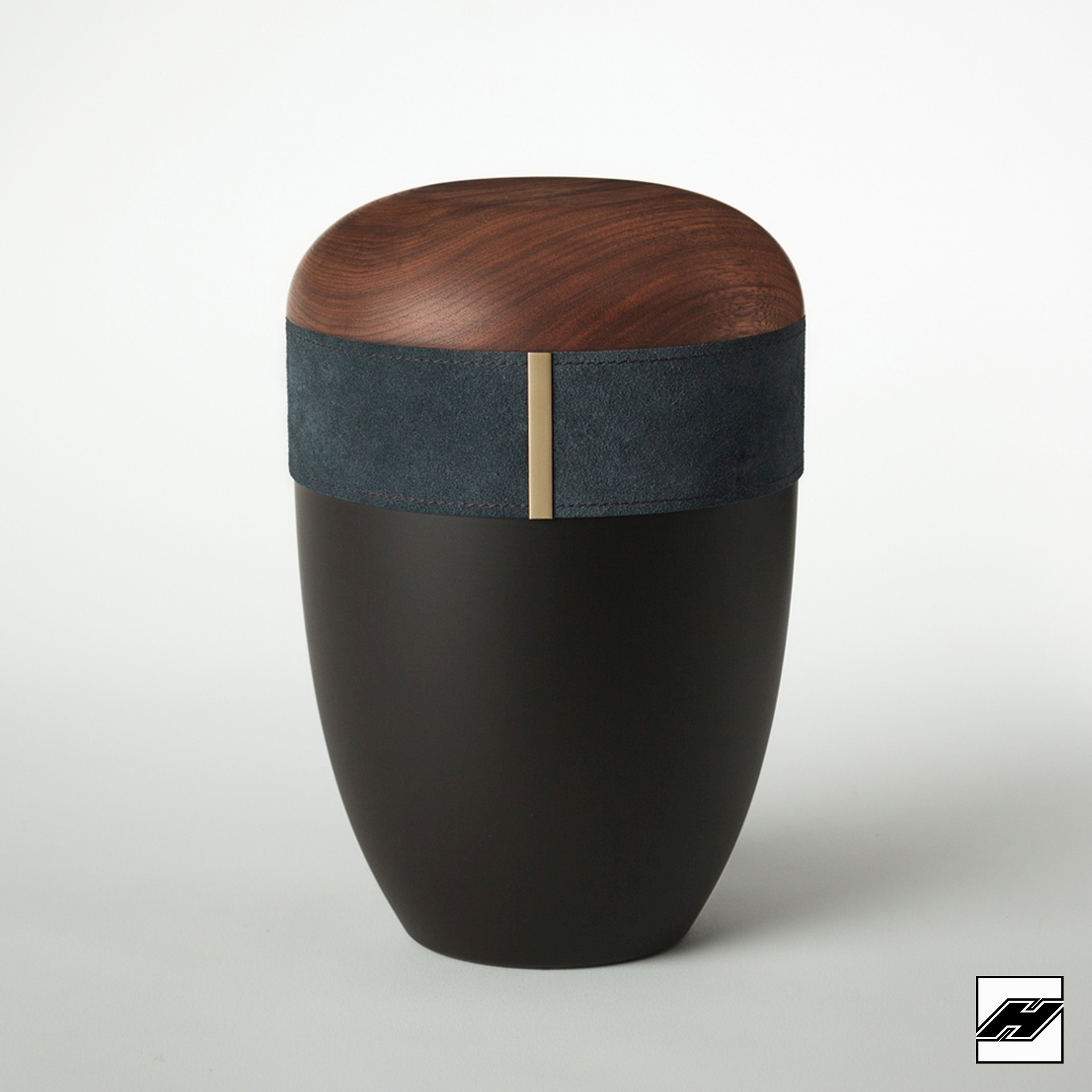 Holz-Lederurne_ant_Wildleder_Graphit Urne HLGW-ant Holz/Leder Graphit anthrazit, mit Wildleder