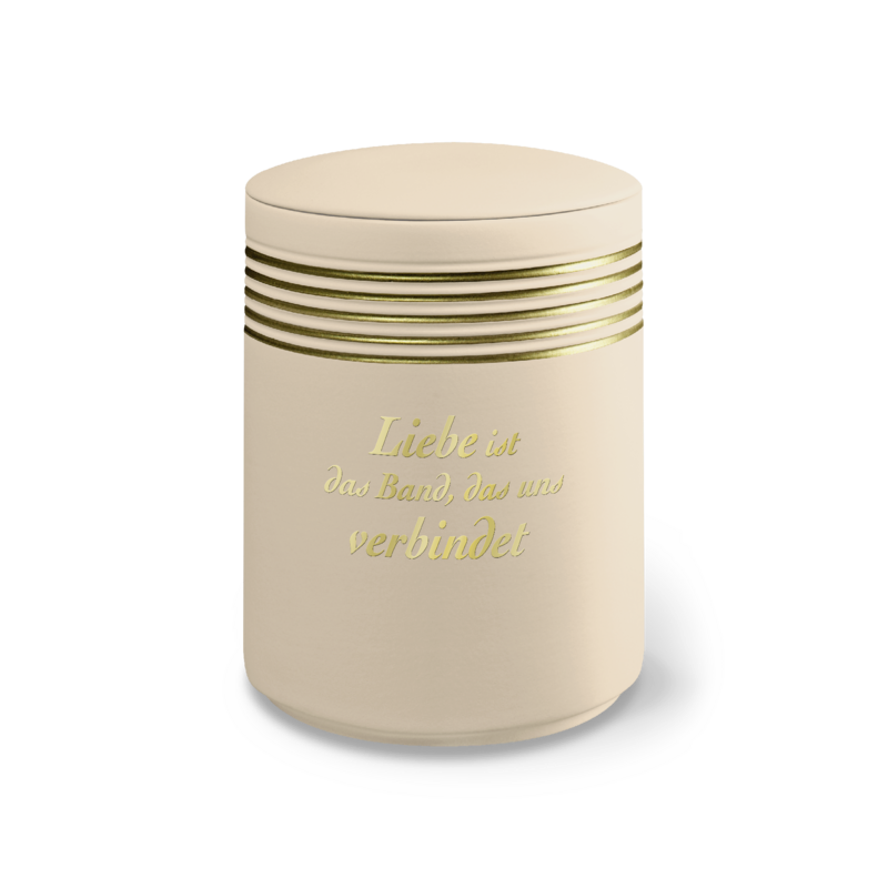 Urne 21043 NOVA sandbeige gold mit Dekor 38202 „Liebe ist das Band, das uns verbindet” gold