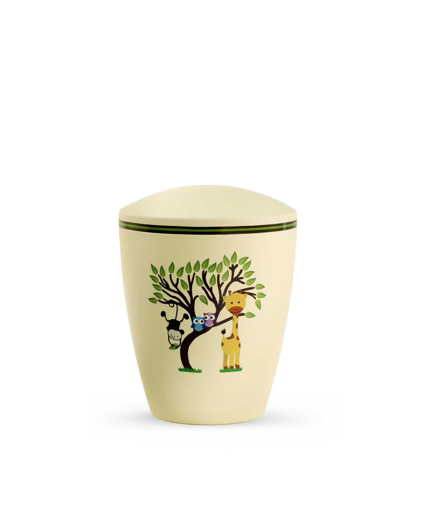 Urne 508-609 gelb, Baum mit Tieren Urne 508-609 gelb, Baum mit Tieren