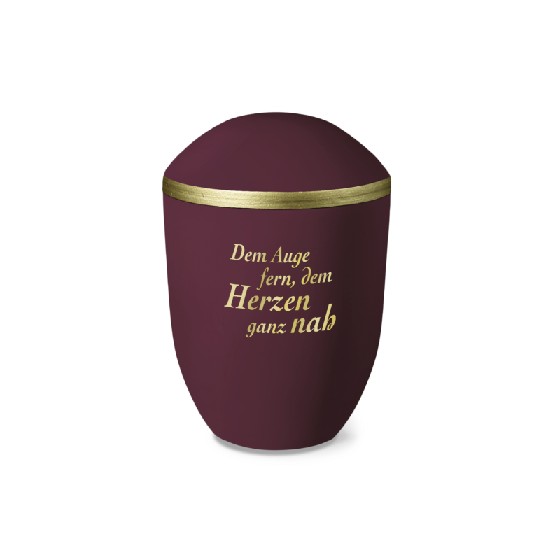 Urne 36145 PURE brombeer gold mit Dekor 38204 „Dem Auge fern, dem Herzen ganz nah” gold