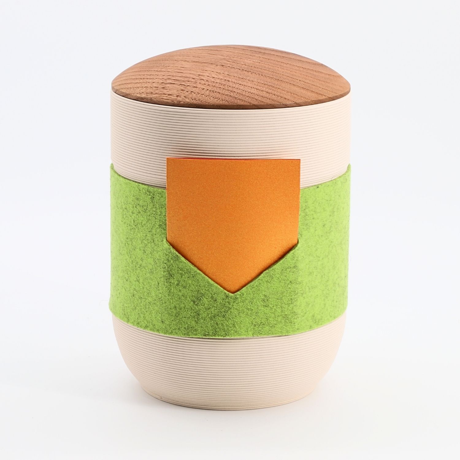 Urne 103505_g Mira Band grün-rot creme, Deckel Kastanie