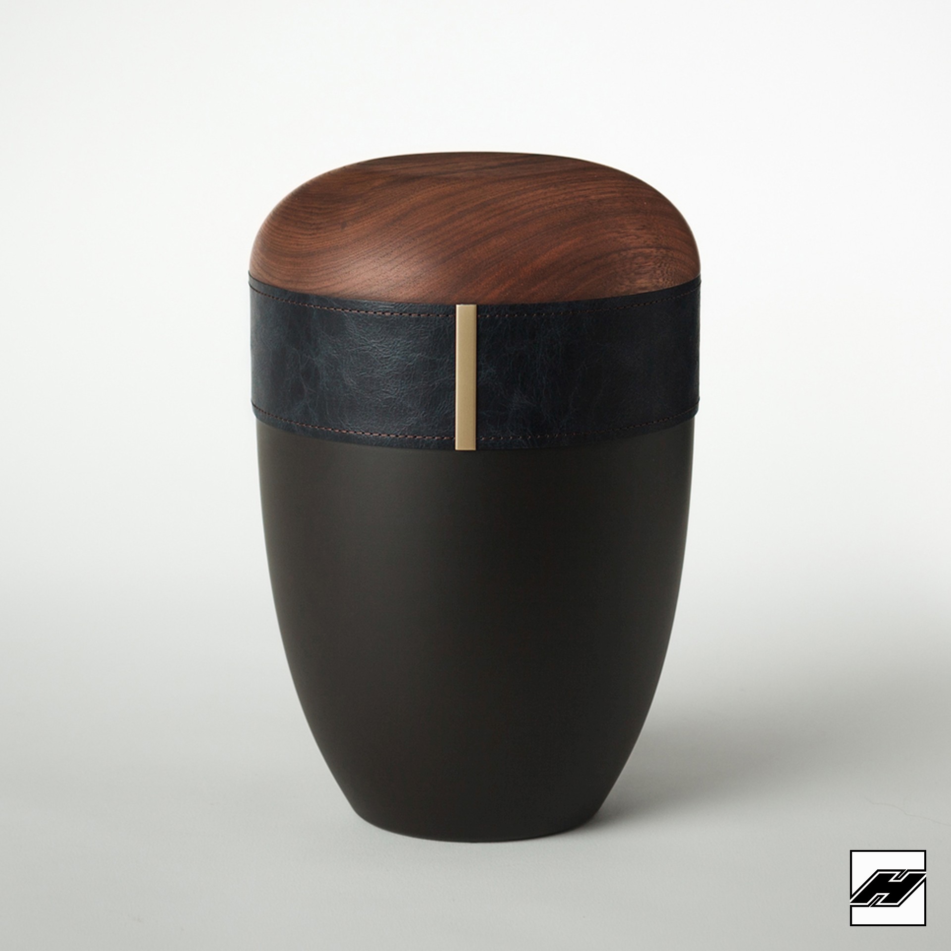 Holz-Lederurne_ant_Glattleder_Graphit Urne HLGG-antHolz/Leder Graphit anthrazit, mit Glattleder